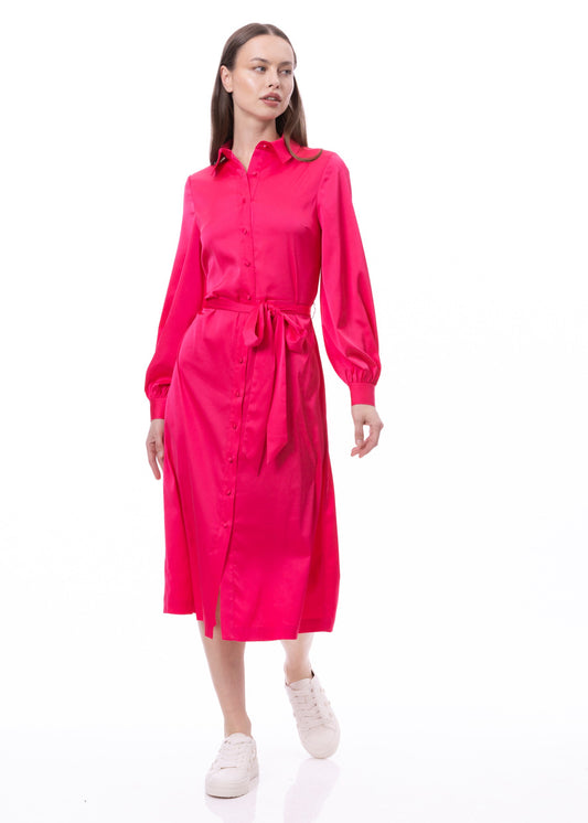 Vestido camisero de manga larga con botones (liso)
