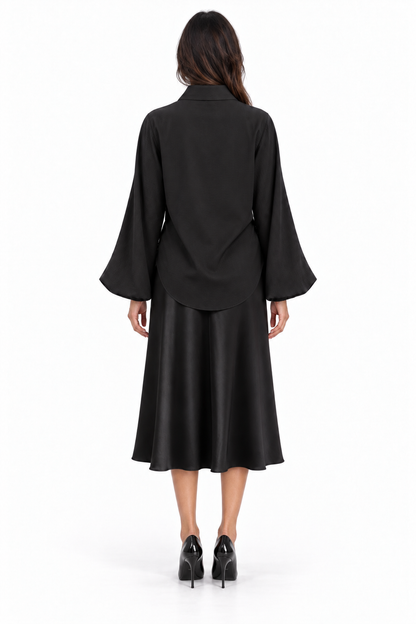 Trumpet Bias Skirt In Black Solid