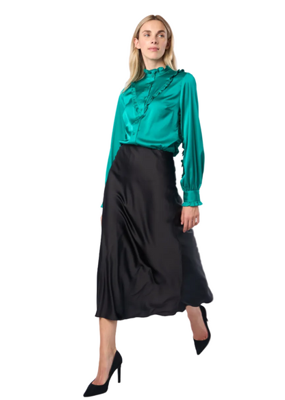 Trumpet Bias Skirt In Black Solid