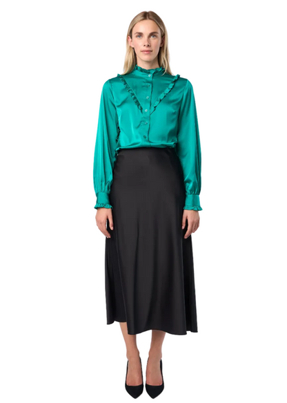 Trumpet Bias Skirt In Black Solid
