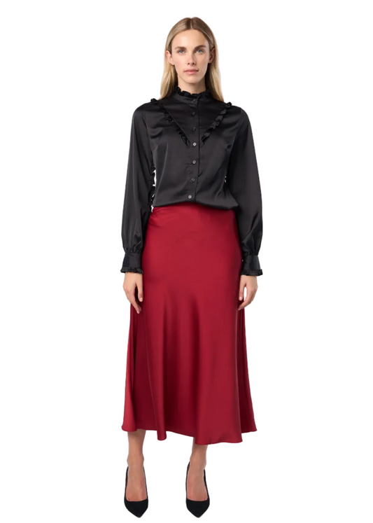 Trumpet Bias Skirt In Burgundy Solid