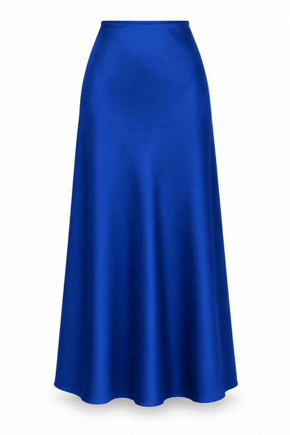 Trumpet Bias Skirt In Cobalt Solid