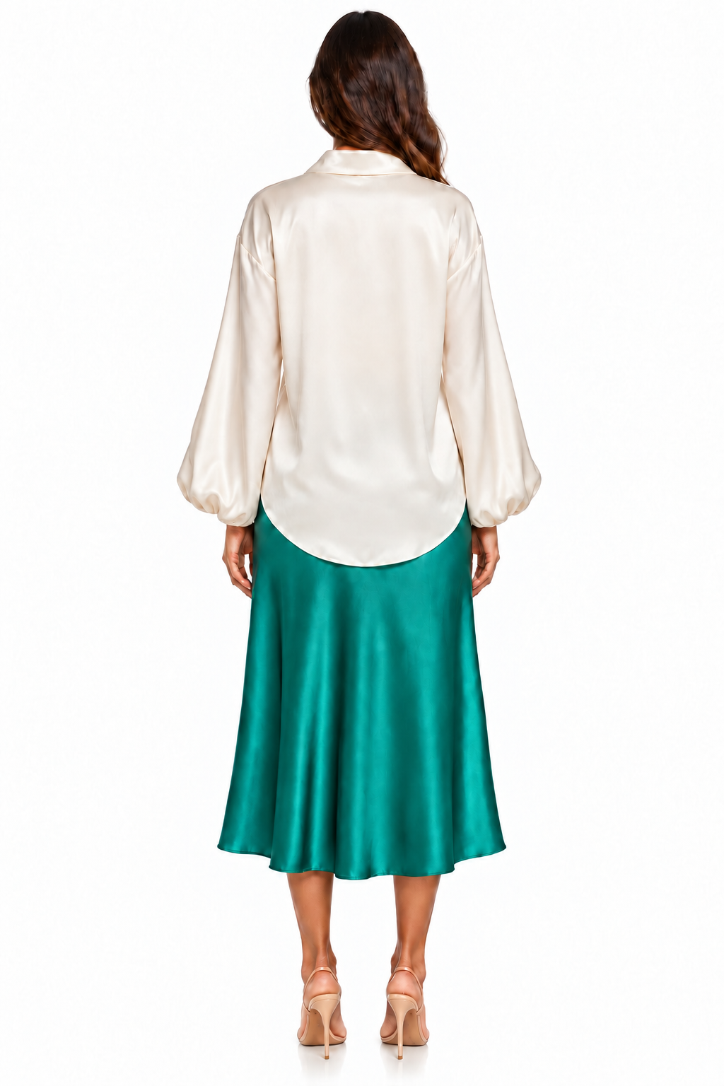Trumpet Bias Skirt In Emerald Solid