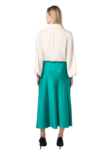 Trumpet Bias Skirt In Emerald Solid