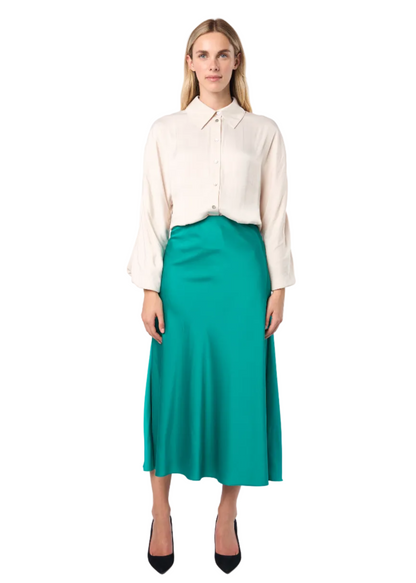 Trumpet Bias Skirt In Emerald Solid