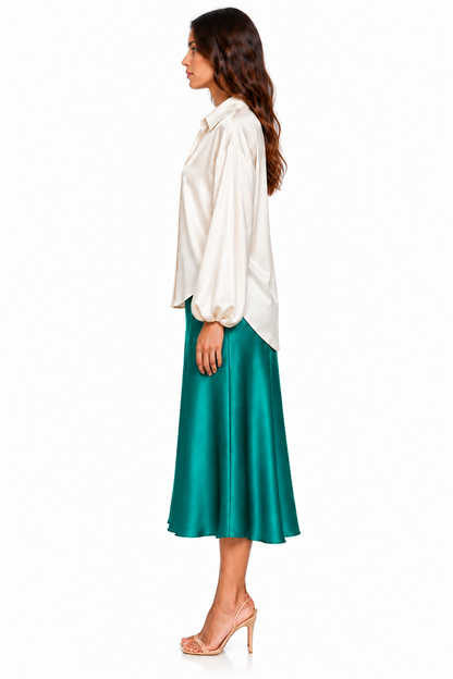 Trumpet Bias Skirt In Emerald Solid