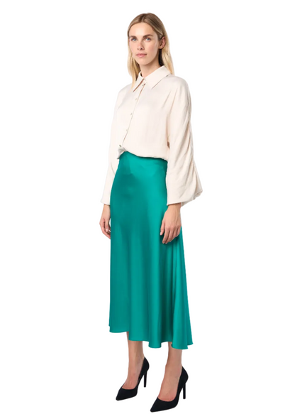Trumpet Bias Skirt In Emerald Solid