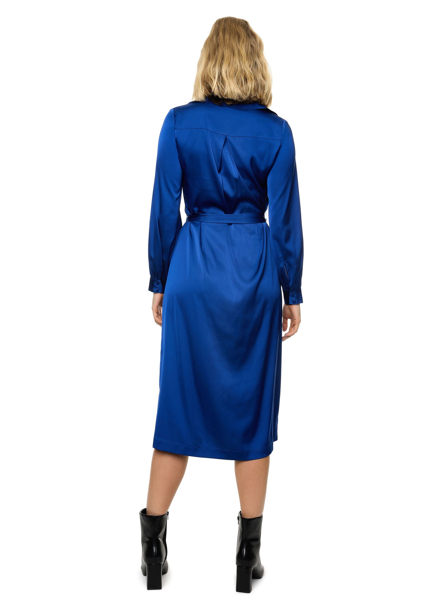 Button Down Long Sleeve Shirt Dress ( Solid )