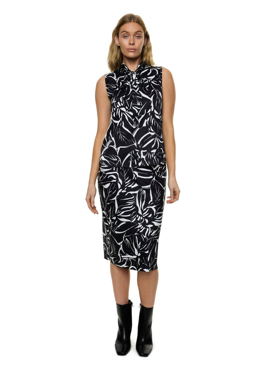 Bow Tie Sleeveless Blouse (Print)