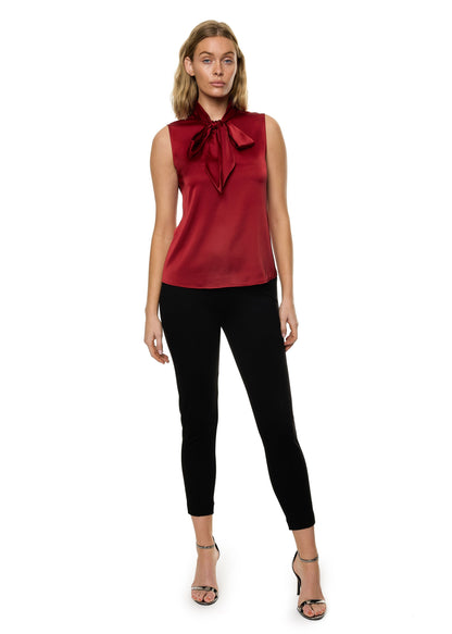 Bow Tie Sleeveless Blouse (Solid)