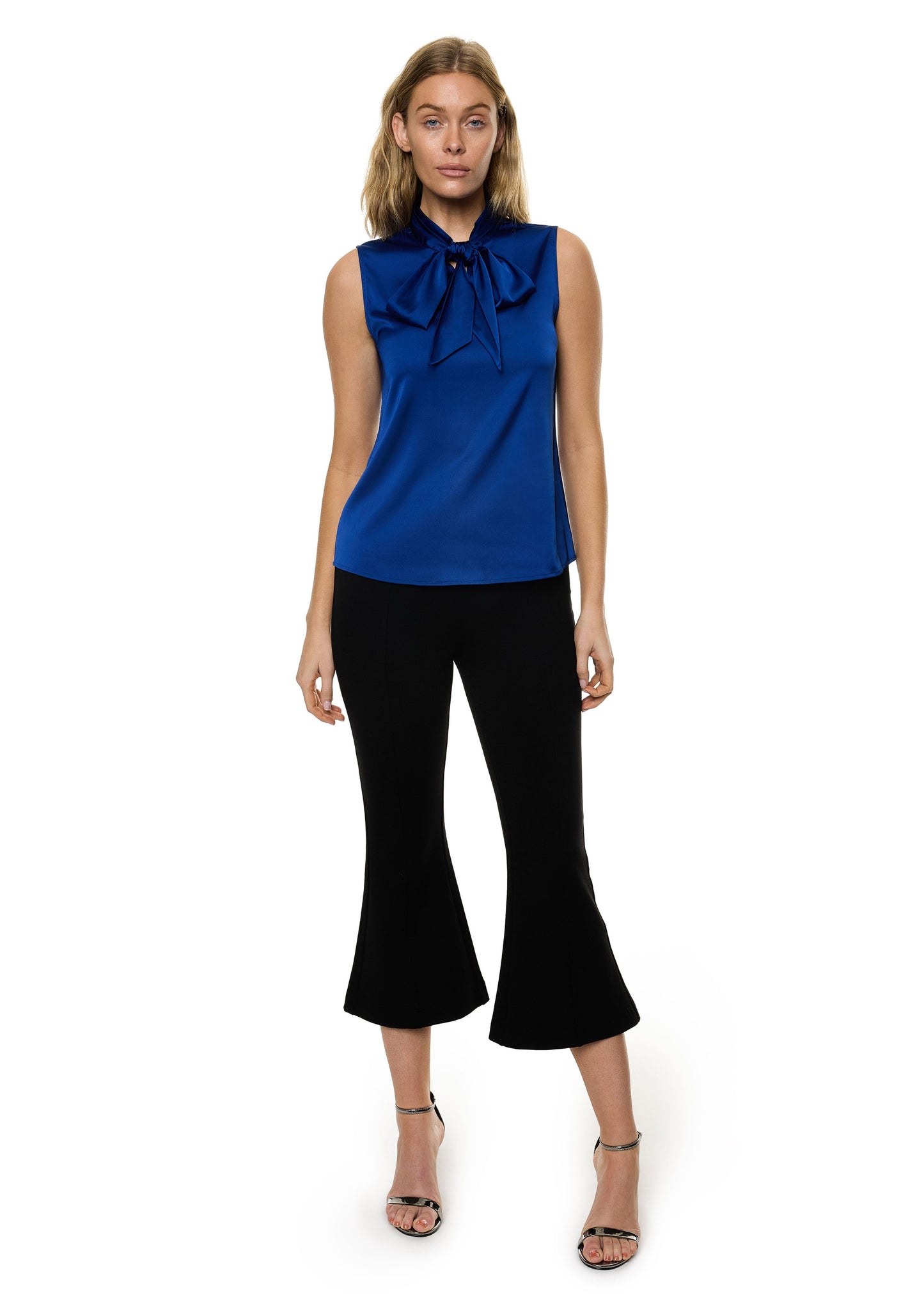 Bow Tie Sleeveless Blouse (Solid)