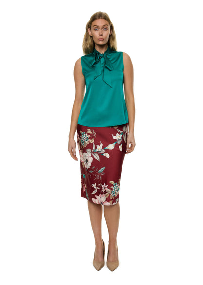 Bow Tie Sleeveless Blouse (Solid)