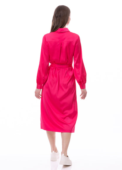 Button Down Long Sleeve Shirt Dress (Solid)