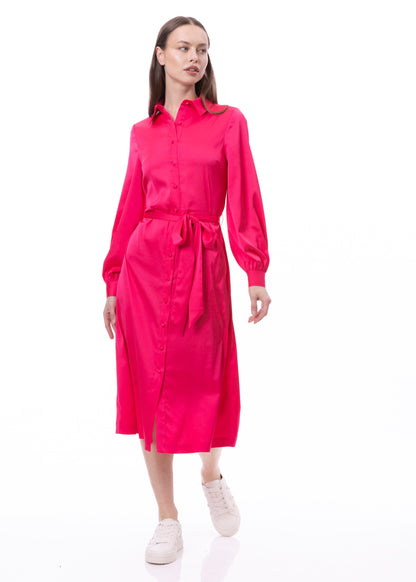 Button Down Long Sleeve Shirt Dress (Solid)