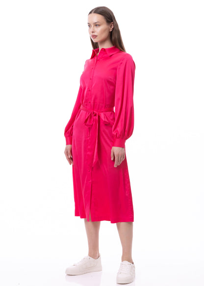 Button Down Long Sleeve Shirt Dress (Solid)