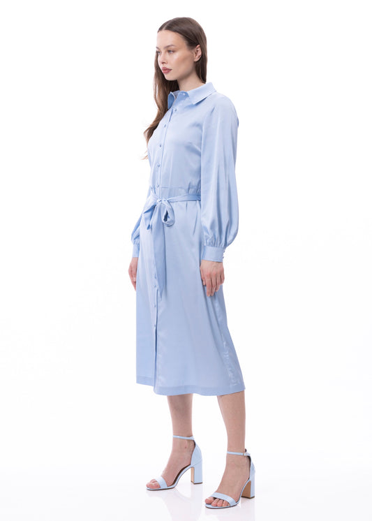 Hemdblusenkleid mit langen Ärmeln (uni)